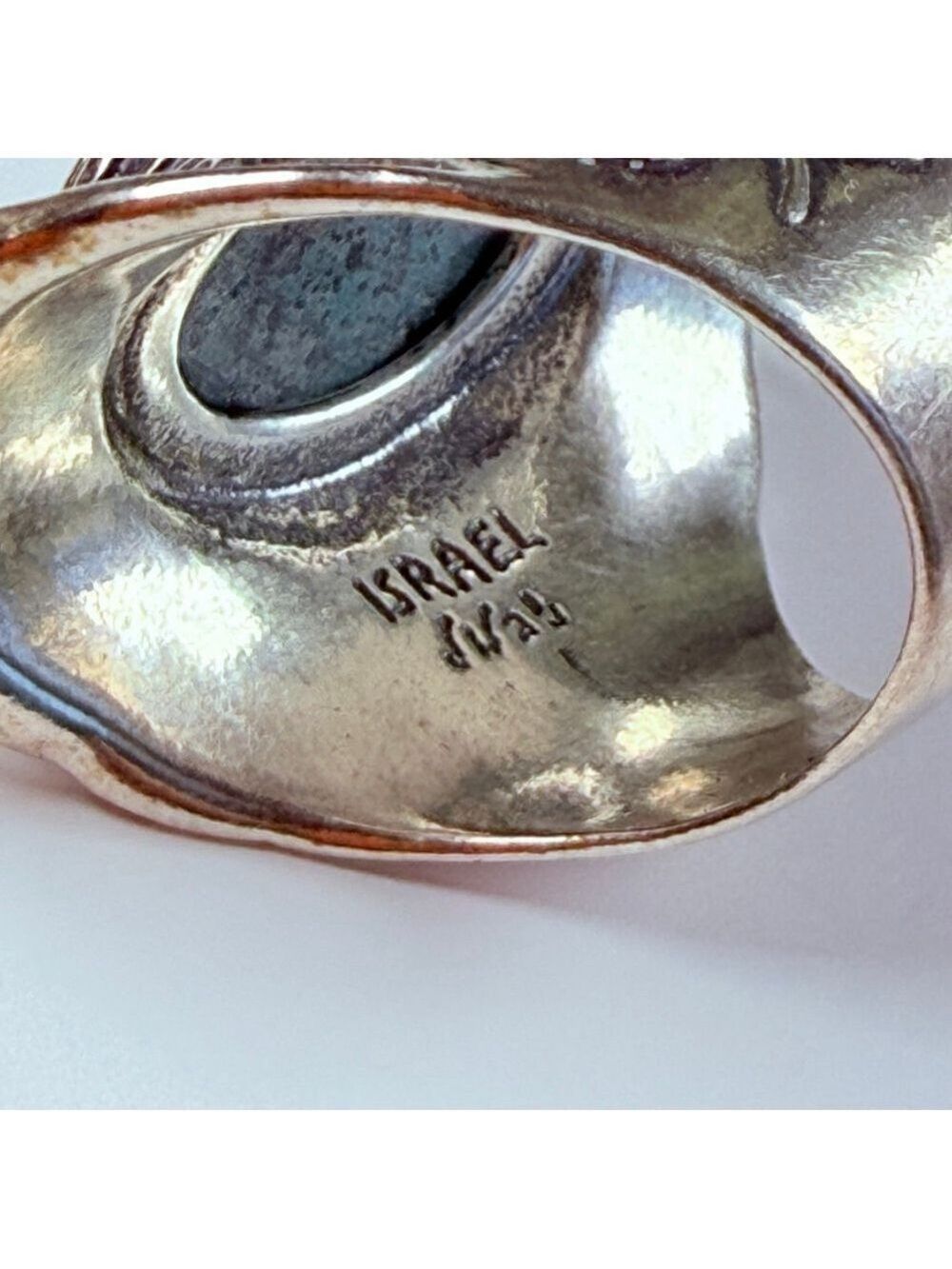 DIDAE 9.5CT Real Eliat Turquoise Sterling Silver Vintage Boho Saddle Israel Ring - Picture 7 of 12